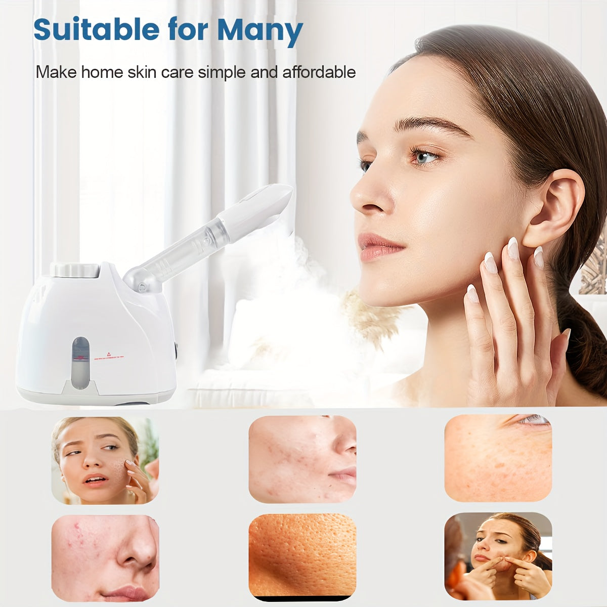 Facial Steamer, Nano Ionic Hot Face Steamer With Extendable Arm&360° Rotatable Sprayer, Professional Face Steamer For Home Facial Deep Cleaning, Protable Face Humidifier For Salon And Spa